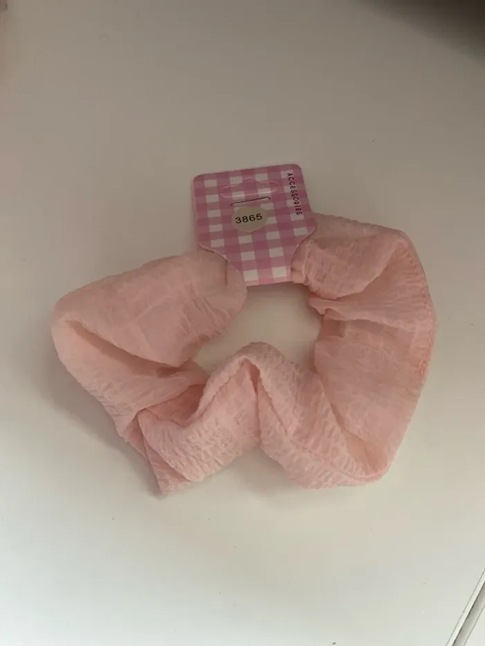 Chouchou gaufré rose