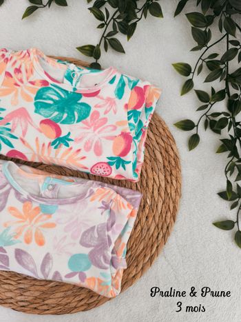 🌸 Grenouillère en jersey tropical Gémo, 3 mois 