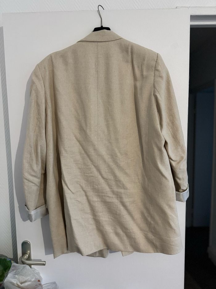 blazer en lin beige Zara