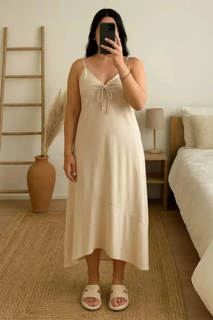 Robe longue asymétrique beige Pecca Taille 40