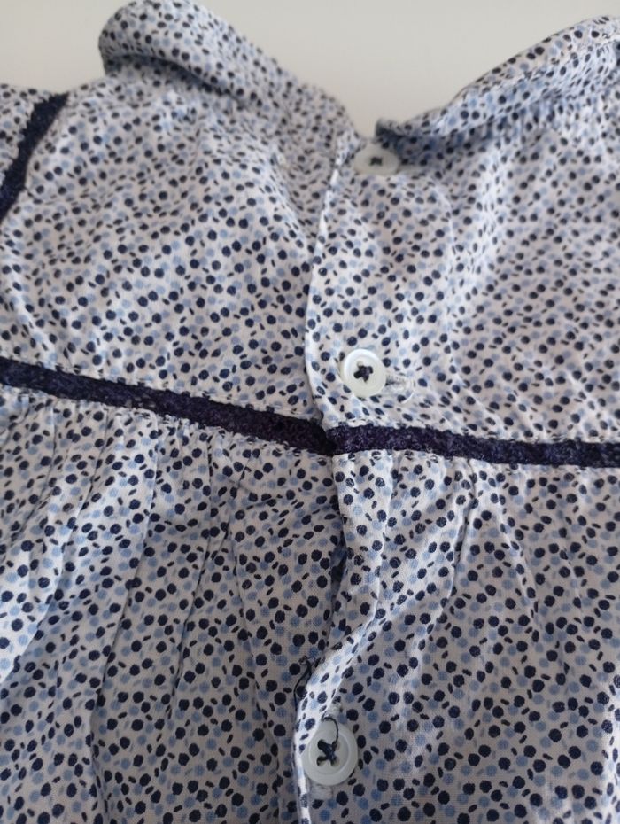 Blouse blanche et bleue à pois bout'chou 12mois - photo numéro 4