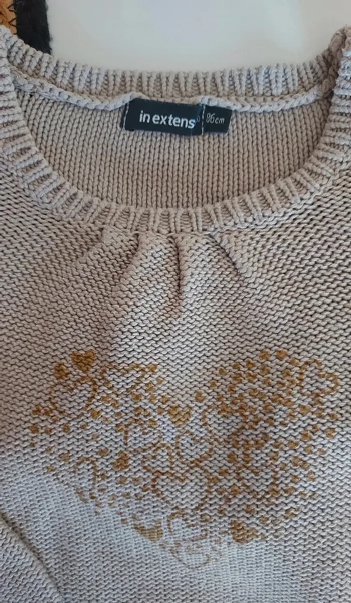 Pull grosse maille bébé fille coeur mi saison printemps été automne hiver - photo numéro 3