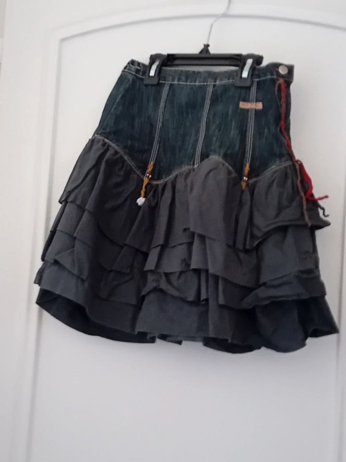 Jupe bimatiere à volants bleu fille 10 ans Eliane et Lena - photo numéro 16