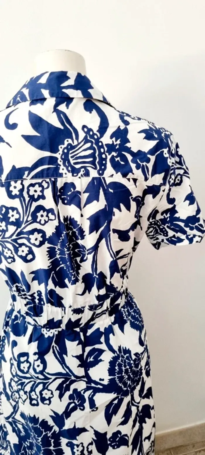 Robe imprime bleu et blanc longue zara 38 - photo numéro 7