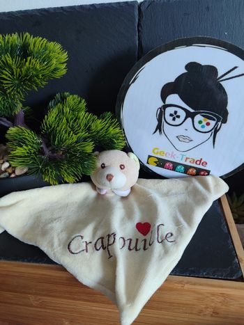 doudou sandy crapouille ours marron jaune coeur Rose Vert Vert Rouge Plat Ancien