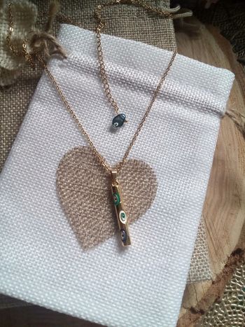 Collier tube œil de nazar en acier inoxydable