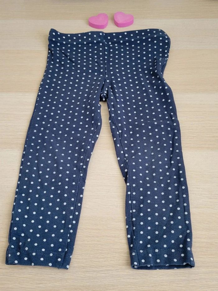 Legging bleu a pois blanc 24 mois Tissaiai