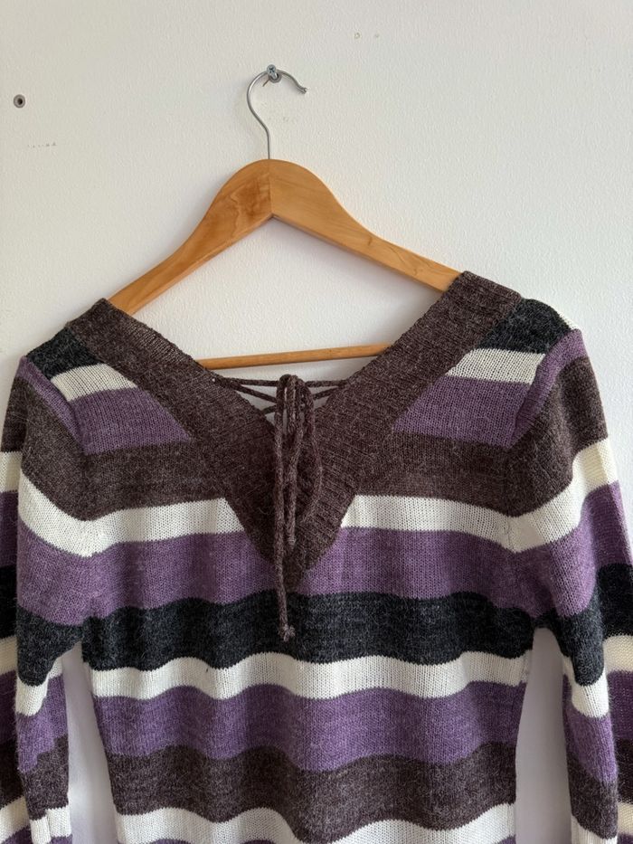 Robe manches longues hiver marron blanc violet taille 38 M - photo numéro 3