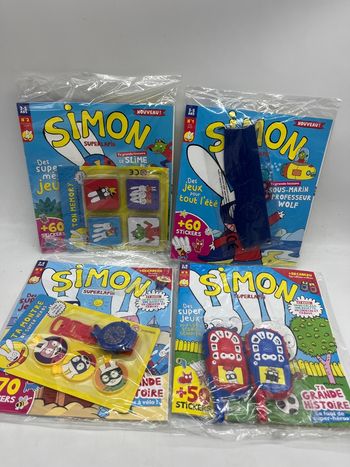 Lot de 4 magazines livres d’activités Simon SuperLapin avec ces accessoires Neuf     Numéro 1/numéro 2/ numéro 9 / numéro 10 Le lot n'est pas dissociable le lot est neuf sous blister