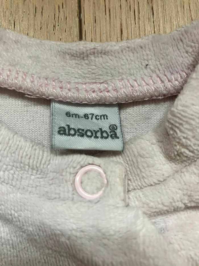 Lot de 3 grenouillères /pyjama en velours taille 6 mois - photo numéro 4