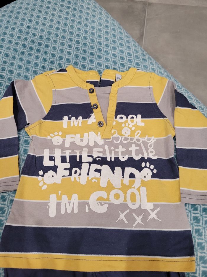 Ensemble T-shirt manches longues + pantalon 18mois - photo numéro 2