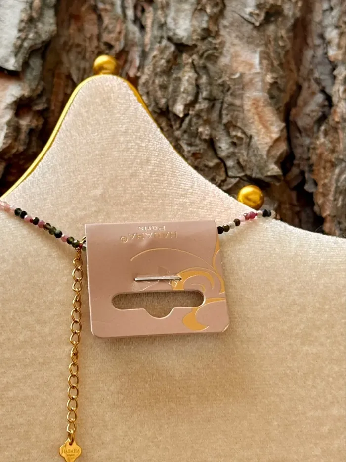 Collier habaha Paris chaîne réglable perles jade améthyste quartz pierres breloques - photo numéro 3