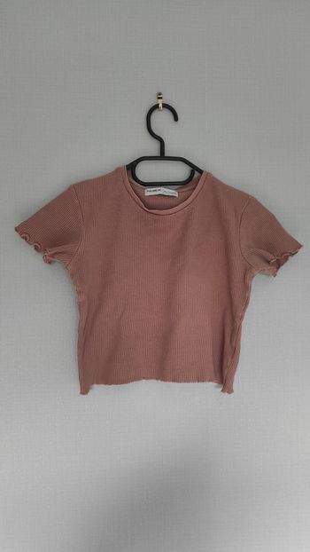 Crop top côtelé vieux rose - Pull & Bear