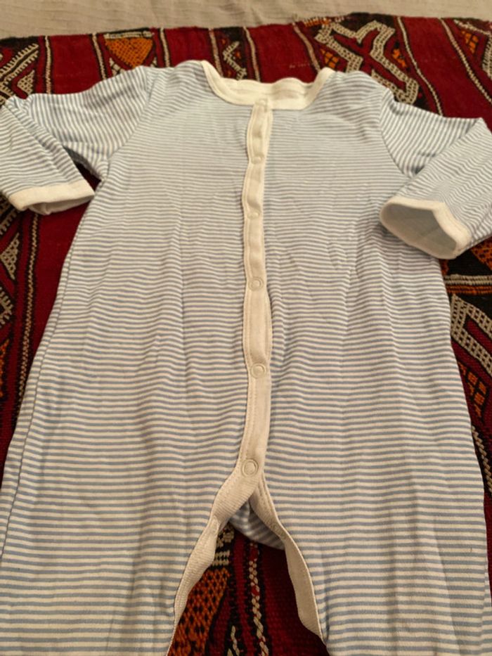 Marinière, ouverture avant , mixte 12 mois 100% coton turquoise blanc - photo numéro 6