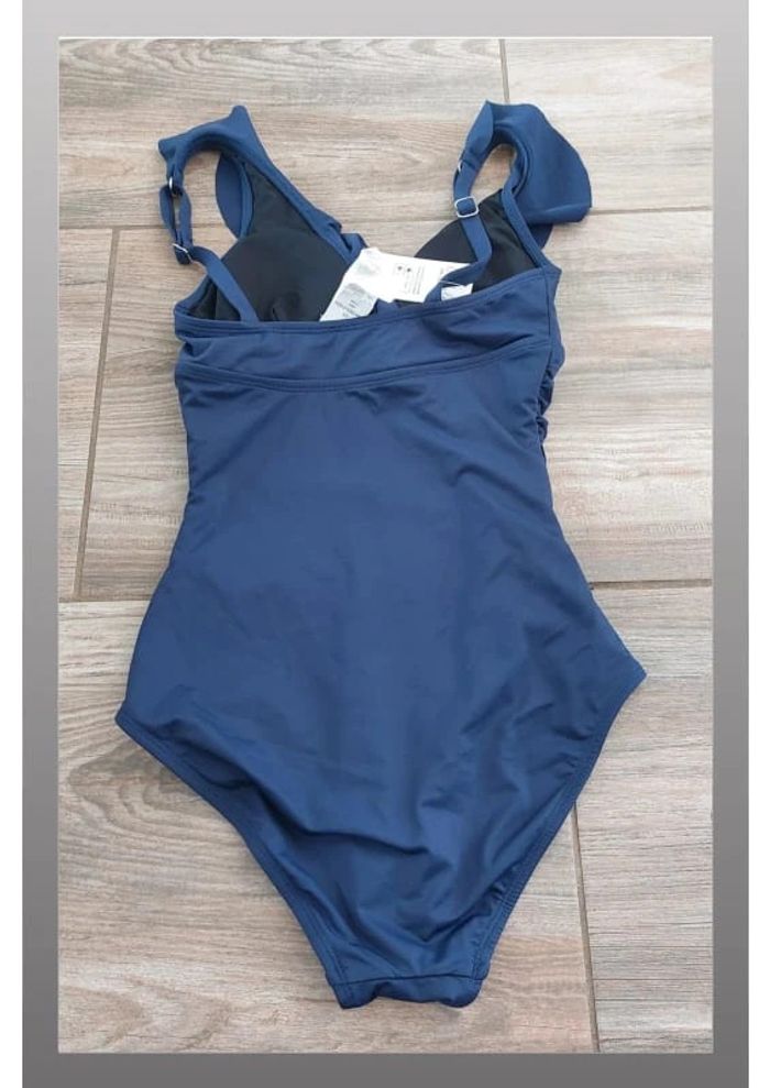 Maillot de bain une pièce slim & scult bleu marine avec volants - Taille XS Cupshe - photo numéro 2