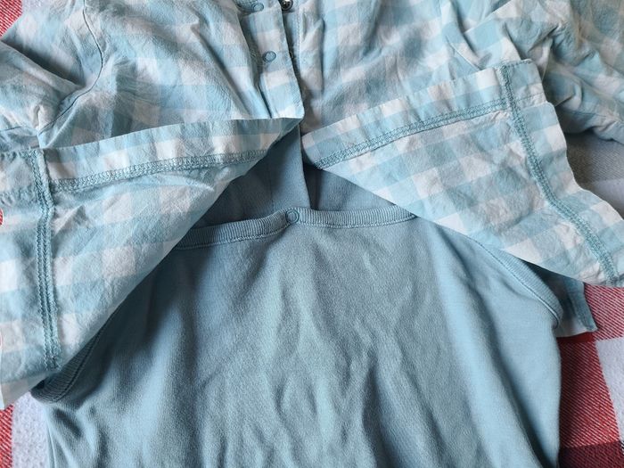 Pyjama Bout'chou effet deux-en-un bleu vichy - photo numéro 6