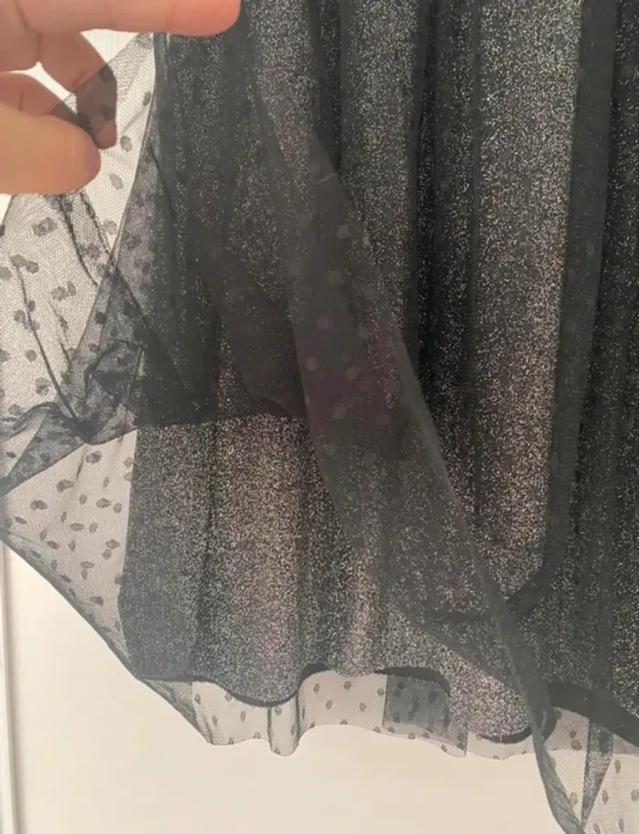 Jupe noire à paillettes et tulle mi-mollets taille L - photo numéro 2