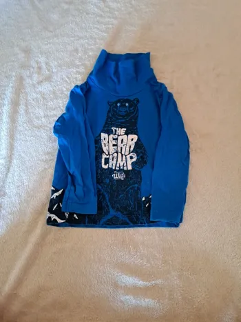 Haut col roulé 3 ans – Bleu avec dessin
