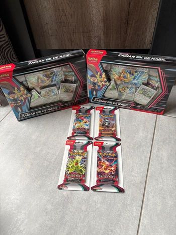 Pack Pokémon Artset Flammes Obsidiennes Dracaufeu Dracolosse + Lot 2 Coffret Zacian Ex de Nabil