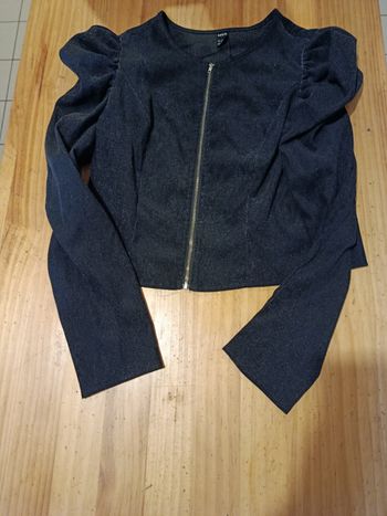 Veste manches gigot zippée shein