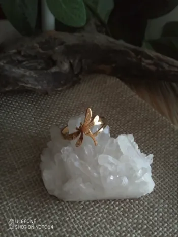 Bague libellule acier inoxydable doré