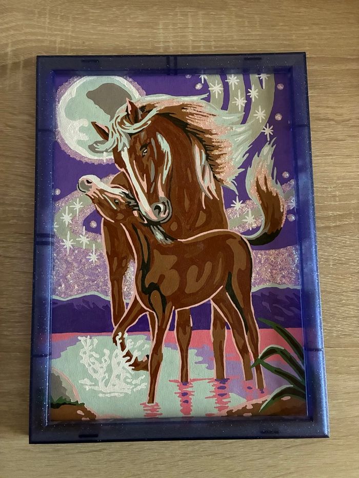 Cadre cheval peint à la main