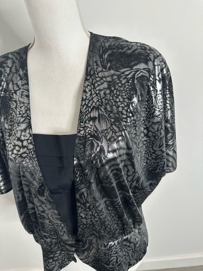 Blouse tigre noire et argentée C&A Y2K T46 3XL - photo numéro 2