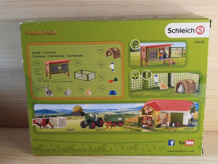 Schleich boîte Clapier et ses lapins Figurine animal de la ferme - photo numéro 2