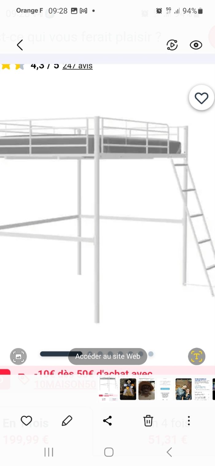 A vendre mezzanine 2 places blanche