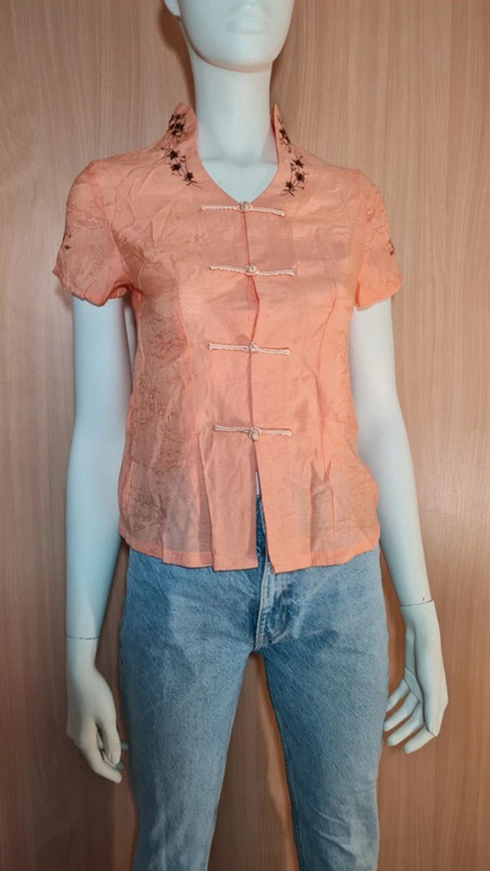 Haut blouse chemise abricot