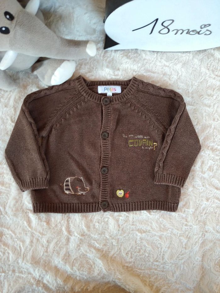 Gilet maille avec laine Garçon 18 mois copain sanglier la compagnie des petits - photo numéro 2