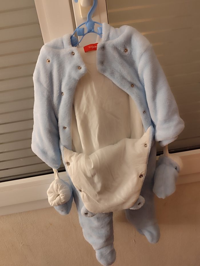 Combinaison pilote bébé garçon Tissaia 9 mois bleu doudou - photo numéro 2