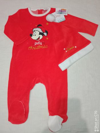 Disney pyjama velours Minnie Noël bonnet
