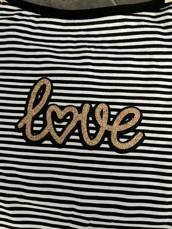 122/128 débardeur coton stretch love noir/dore - photo numéro 2