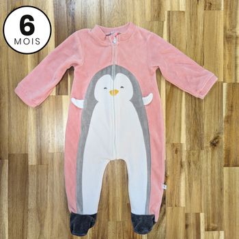 Pyjama velours chaud Pinguin - bébé fille 6 mois