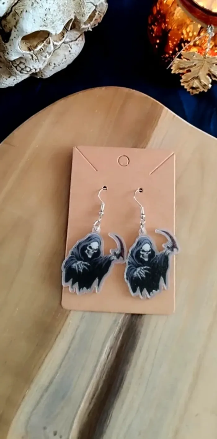 Boucle d'oreilles Halloween La Faucheuse