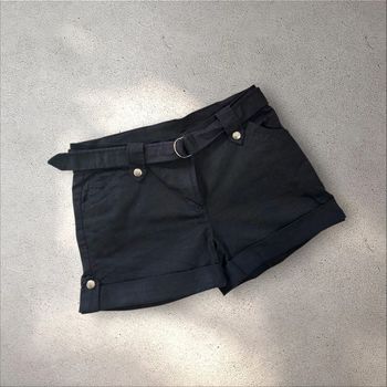 Short en jean noir avec ceinture intégrée ajustable taille 42