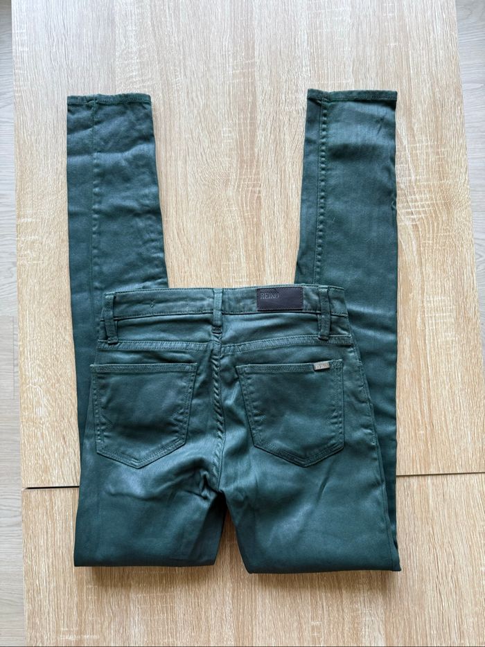 Pantalon slim luisant vert foncé reiko taille 34 XS - photo numéro 3