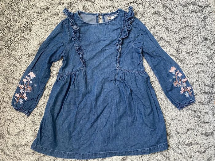 Robe en jeans avec broderies aux manches Verbaudet - 4 ans