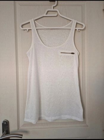 Débardeur blanc en transparence femme camaïeu taille S/36