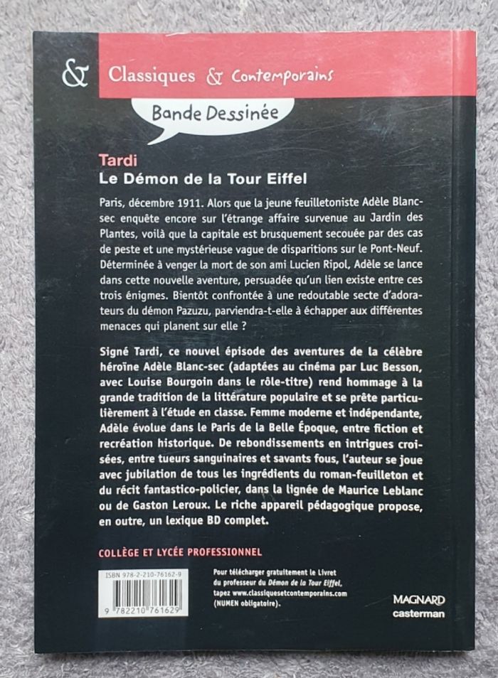 BD "Adèle Blanc-Sec - Le Démon de la Tour Eiffel" (Dès 12 ans) / Magnard Casterman - photo numéro 2