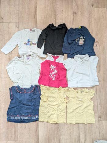 Lot 9 tee-shirt fille 9 Mois 71cm