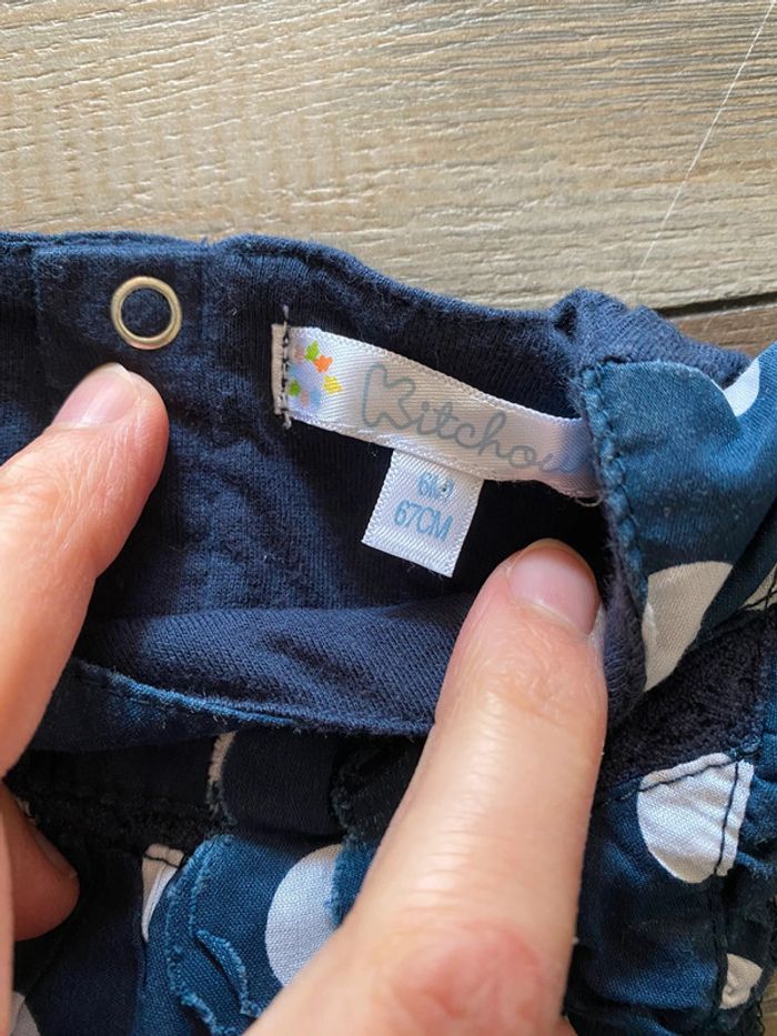 Robe bleu à pois et culotte assortie Kitchoun 6 mois - photo numéro 3