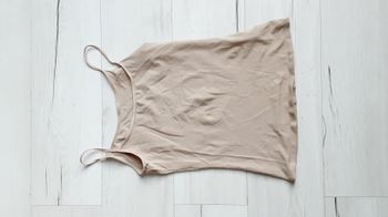 Vêtement femme débardeur tee-shirt beige  foncé marron clair Camaïeu 36