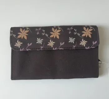 Petite pochette marron tissus "Yves Rocher" neuve
