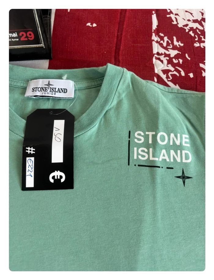 T-shirt Stone Island Junior xs vert pomme imprimé - photo numéro 3