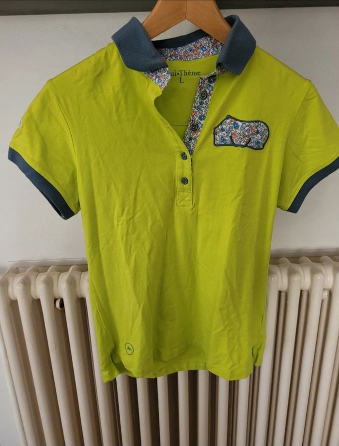 Tee-shirt polo équitation equitheme jaune fuo