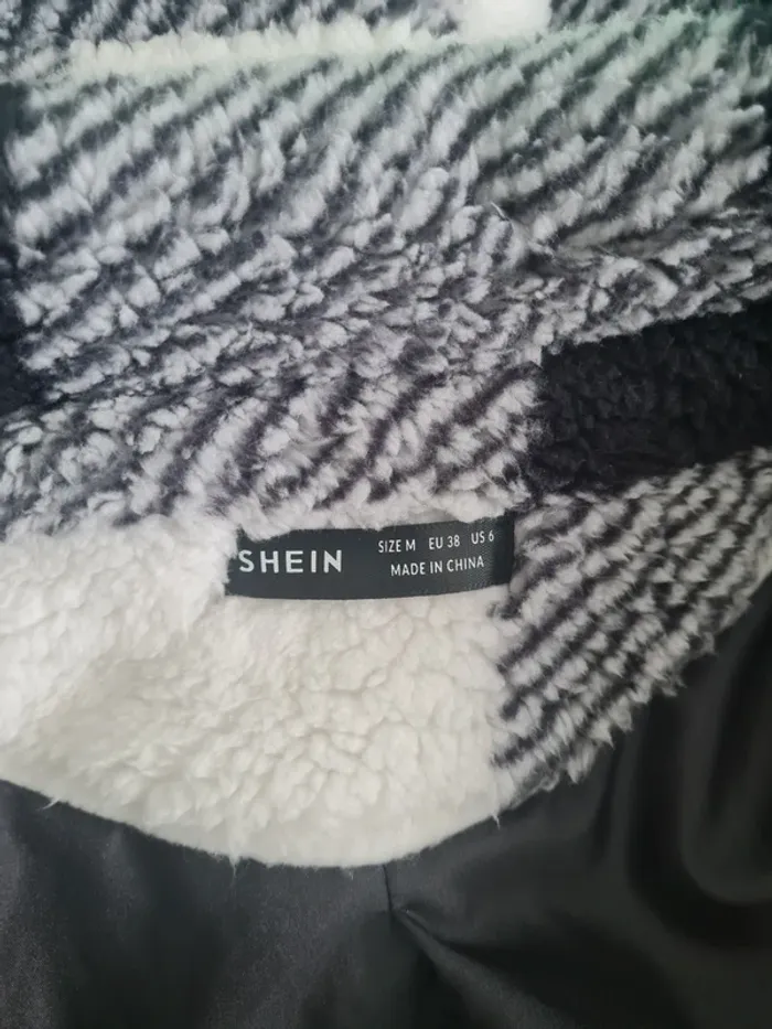 SHEIN Manteau duveteux à carreaux - photo numéro 3