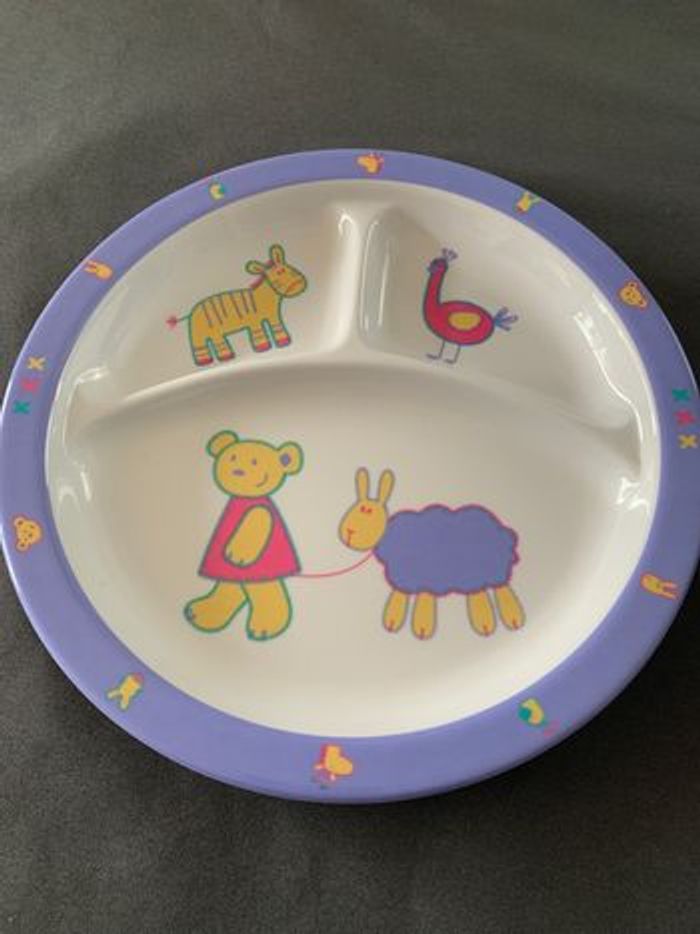 Assiette compartimentée enfant plastique animaux 21cm