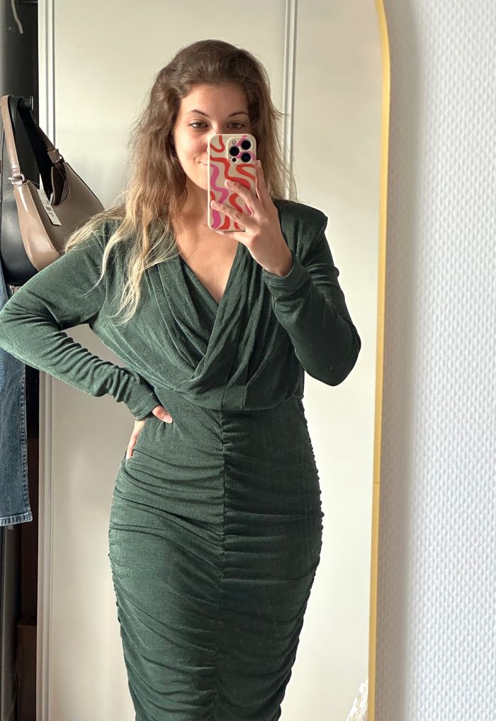 Robe longue froncée